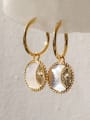 thumb Stainless steel Gold Color Shell Coin Vintage Earring 3