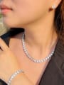 thumb Brass Cubic Zirconia Luxury Square Earring Bracelet and Necklace Set 1
