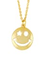 thumb Brass Minimalist Hollow Smiley Pendant Necklace 0