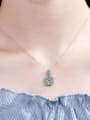 thumb Sterling Silver Moissanite Square Dainty Pendant Necklace 1