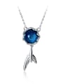 thumb 925 Sterling Silver Glass  Stone  Fish Cute Necklace 0