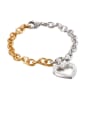 thumb Stainless Steel White Rhinestone Hollow Heart Minimalist  Chain  Bracelet 3