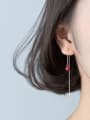 thumb Titanium Cubic Zirconia Tassel Minimalist Threader Earring 3
