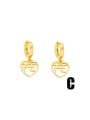 thumb Brass Enamel Letter Vintage Huggie Earring 3
