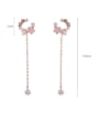 thumb Copper Cubic Zirconia Multi Color Tassel Minimalist Threader Earring 1