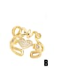 thumb Brass Cubic Zirconia Letter Hip Hop Band Ring 2