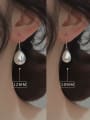 thumb 925 Sterling Silver Imitation Pearl Water Drop Minimalist Hook Earring 1