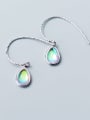 thumb 925 Sterling Silver Colored glass  Water Drop Minimalist Hook Earring 3