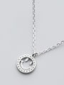 thumb 925 Sterling Silver Rhinestone simple fashion Smiley Face Pendant Necklace 2