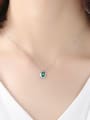 thumb 925 Sterling Silver Emerald Green Simple square pendant Necklace 1
