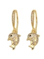 thumb Brass Cubic Zirconia animal Vintage Huggie Earring 2