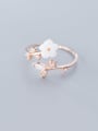 thumb 925 Sterling Silver Acrylic White Flower Minimalist Free Size Ring 0