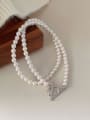 thumb 925 Sterling Silver Freshwater Pearl Geometric Minimalist Beaded Necklace 0