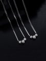 thumb 925 Sterling Silver Bead Round Minimalist Multi Strand Necklace 0