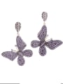 thumb Brass Cubic Zirconia Butterfly Vintage Cluster Earring 1