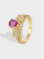 thumb Brass Cubic Zirconia Crown Cute Band Ring 1