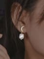 thumb 925 Sterling Silver Cubic Zirconia Asymmetrical Star Moon Pearl Earrings 2
