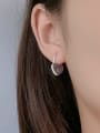 thumb 925 Sterling Silver Cubic Zirconia Heart Vintage Huggie Earring 1