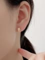 thumb 925 Sterling Silver Rhinestone Geometric Minimalist Stud Earring 2