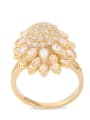 thumb Brass Cubic Zirconia Flower Statement Cocktail Ring 2
