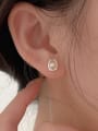 thumb 925 Sterling Silver Imitation Pearl Geometric Minimalist Stud Earring 4