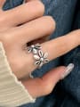 thumb 925 Sterling Silver Flower Vintage Worn Double Headed Flower Ring 1