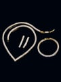 thumb Brass Cubic Zirconia Luxury Geometric Earring Bracelet and Necklace Set 2