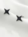 thumb 925 sterling silver cubic zirconia black star minimalist stud earring 2