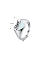 thumb 925 Sterling Silver Opal Heart Minimalist Band Ring 2