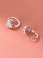 thumb 925 Sterling Silver Cubic Zirconia Heart Minimalist Huggie Earring 2