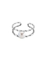thumb 925 Sterling Silver Imitation Pearl Geometric Vintage Stackable Ring 0