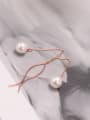 thumb Titanium Imitation Pearl Tassel Minimalist Threader Earring 1
