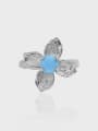 thumb 925 Sterling Silver Synthetic Nanostone Flower Vintage Band Ring 0