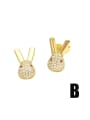 thumb Brass Cubic Zirconia Rabbit Cute Stud Earring 4