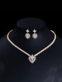 thumb Brass Cubic Zirconia Luxury Heart Earring and Necklace Set 1