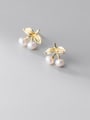 thumb 925 Sterling Silver Imitation Pearl  Cute Simple and small pearl cherry Stud Earring 1