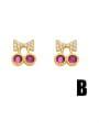 thumb Brass Cubic Zirconia Geometric Heart Cute Stud Earring 4