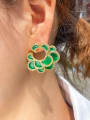 thumb Brass Cubic Zirconia Enamel Flower Luxury Stud Earring 1