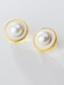 thumb 925 Sterling Silver Imitation Pearl Round Trend Stud Earring 1