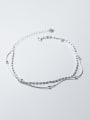 thumb 925 Sterling Silver  Minimalist Double Layer Chain Anklet 0