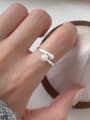 thumb 925 Sterling Silver Imitation Pearl Irregular Minimalist Band Ring 1