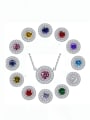 thumb 925 Sterling Silver Birthstone Dainty  Round Pendant Necklace 0
