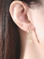 thumb Brass Cubic Zirconia Leaf Luxury Cluster Earring 1