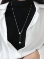 thumb S925 pure silver simple temperament Shell Bead Long Necklace 3