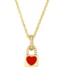 thumb Brass Enamel Heart Vintage Necklace 1