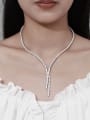 thumb 925 Sterling Silver Moissanite White Lariat Necklace 1