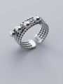 thumb 925 Sterling Silver   Retro Multilayer Twist Glossy Beads Free Size Ring 1