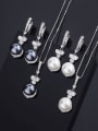 thumb Brass Imitation Pearl Vintage Flower Earring and Necklace Set 0