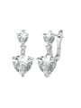 thumb 925 Sterling Silver Cubic Zirconia Heart Dainty Huggie Earring 0