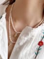 thumb 925 Sterling Silver Freshwater Pearl Flower Vintage Necklace 1